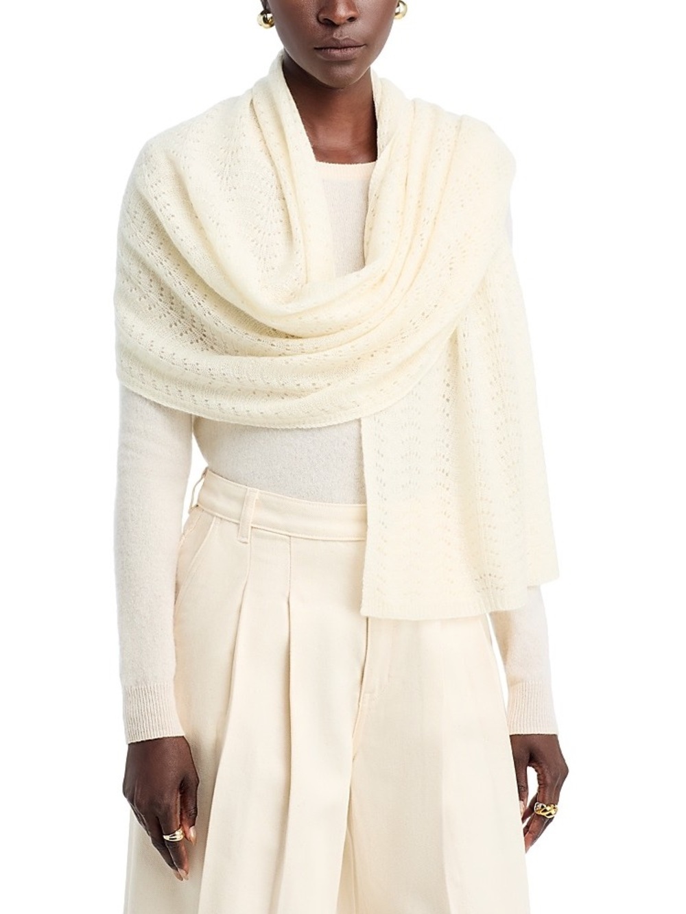 C by Bloomingdale's Cashmere Pointelle Oversized Blanket Scarf - Exclusive